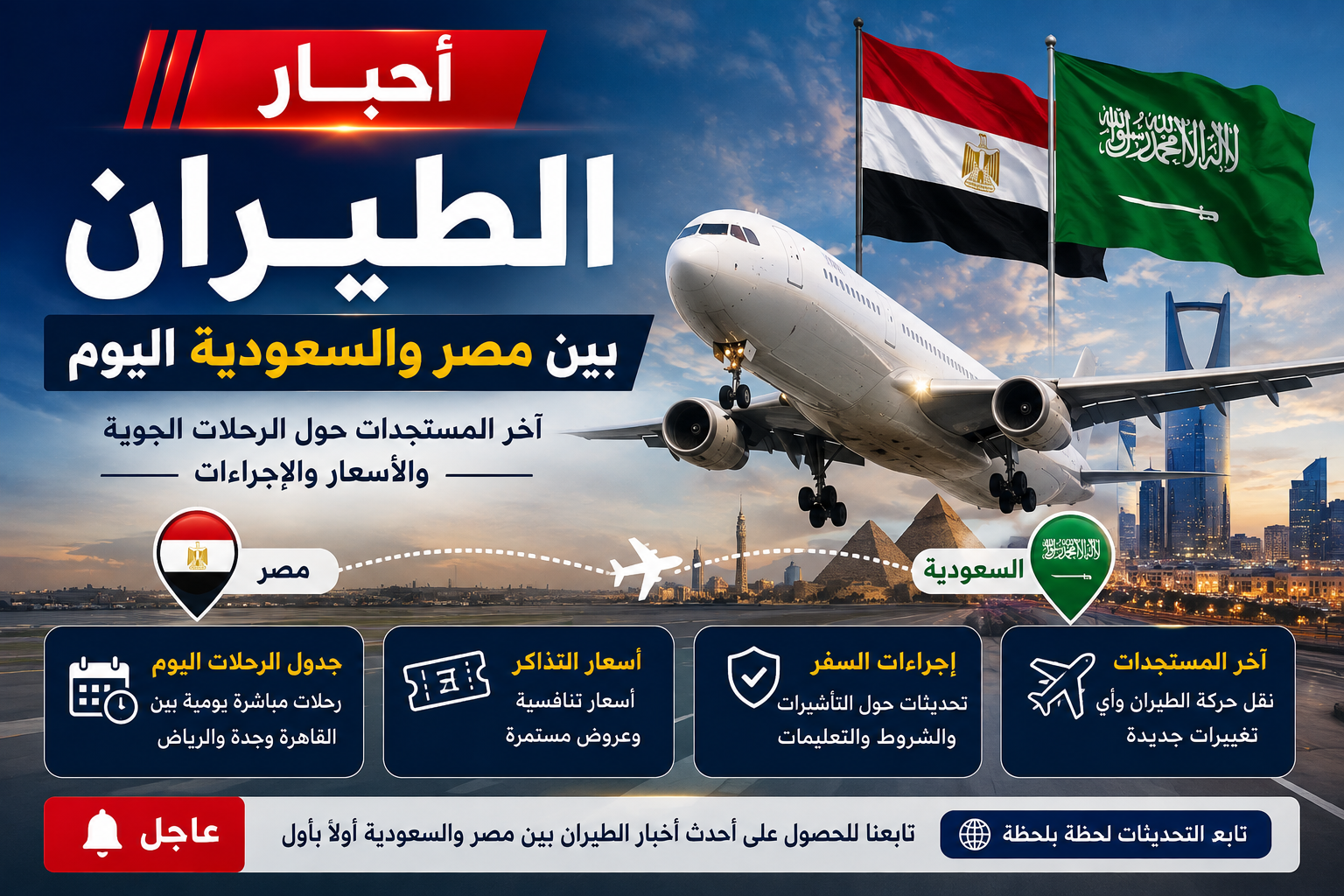 أخبار الطيران بين مصر والسعودية اليوم